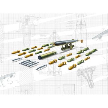 ICM 1:48 WWII British Aircraft Armament (Bombs & Torpedoes) Plastic Model Kit