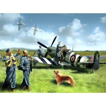 ICM 1:48 Spitfire Mk.IX with RAF Pilots & Ground Personnel (7 Figures) Plastic Model Kit