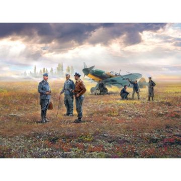 ICM 1:48 Bf 109F-4 with German Ground Personnel (7 Figures & Dog) Plastic Model Kit