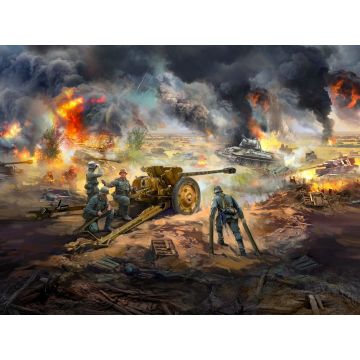 ICM 1:35 Battle of Kursk Set (July 1943) T-34-76 (Early 1943) & Pak 36(r) with 4 Crew Figures Plastic Model Kit