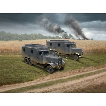 ICM 1:35 Wehrmacht Radio Trucks (Henschel 33D1 Kfz.72 / Krupp L3H163 Kfz.72) Plastic Model Kit