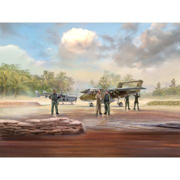 ICM 1:48 Vietnam USAF Airfield Set (0-2A & OV-10A Aircraft with 5 Figures) Plastic Model Kit