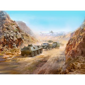 ICM 1:72 Afghan Motorcade (1979-1989) URAL-375D / URAL-375A / ATZ-5-375 / BTR-60PB (Set of 4) Plastic Model Kit