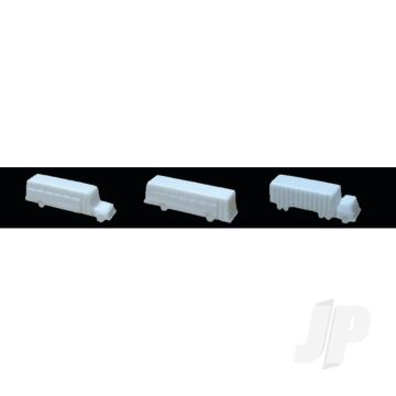 JTT 97007 Buses & Truck, 1/8"=1'-0" 1/100, White, (3 pack) For Scenic Diorama Model Trains