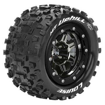 Louise RC MT-Uphill T-Maxx Soft 1/2 ET (17mm Hex) Black Chrome Wheels & Tyres (Pair)
