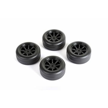 Louise RC Drift Tyres And Wheels 8 Spoke Black +1mm (4pcs)