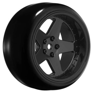 Louise RC 1/10 Drift 2,4,6,8mm Offset 5-Spoke Wheels Gloss Black With Tyres