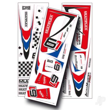 Multiplex AcroMaster Decal Sticker Sheet Blue / Red