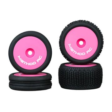 Method Nitragrip 1/24 Buggy Tyres F/R On 7mm Hex Pink (4)