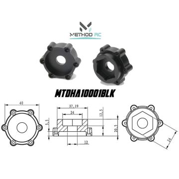 Method RC 6x40/12.5mm Offset 24mm Aluminium Hex Adaptor-Xmaxx/Xrt(Pair)