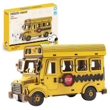 Puremind Peanuts™ Snoopy Yellow School Bus Wooden Model Kit