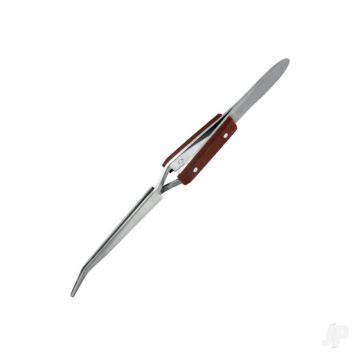 Modelcraft Reverse Action Tweezers Curved Tip/Fibre Grip (160mm) (PTW1128)
