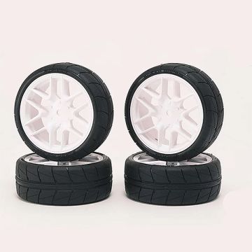 Sweep Hankook Tread 36deg 24mm Glued TC Tyres 12 Spoke Asphalt (4) for RC Cars