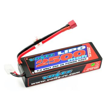 Voltz 2500mAh 2S 7.4v 40C Hard Case LiPo RC Car Battery w/Deans Connector Plug