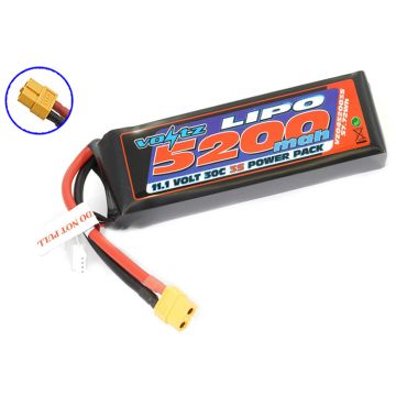 Voltz 5200mAh 3S 11.1V 30C LiPo RC Battery w/XT60 Connector Plug