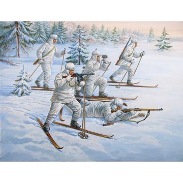 Zvezda 1:72 Soviet Skiers Plastic Model Kit