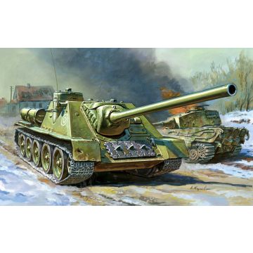 Zvezda 1:100 Self Propelled Gun Su-100 Plastic Model Kit