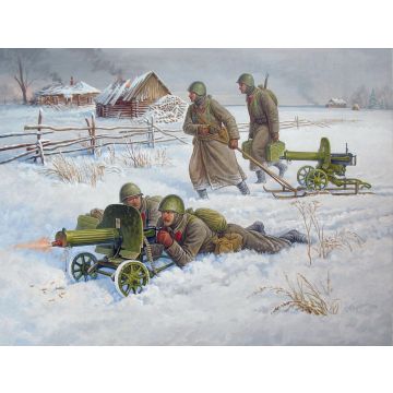 Zvezda 1:72 Soviet Machine Gun W/Crew Plastic Model Kit