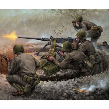 Zvezda 1:72 U.S. Browning Machine Gun with Crew Plastic Model Kit