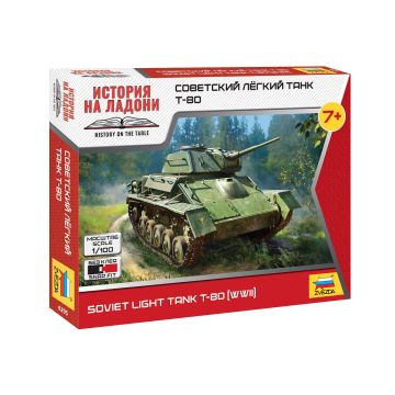 Zvezda 1:100 Soviet Light Tank T-80 (WWII) Plastic Model Kit