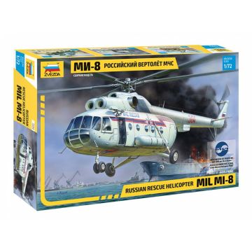 Zvezda 1:72 MIL MI-8 Rescue Helicopter RR Plastic Model Kit