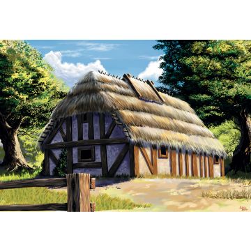 Zvezda 1:72 European thatched country house RR Plastic Model Kit